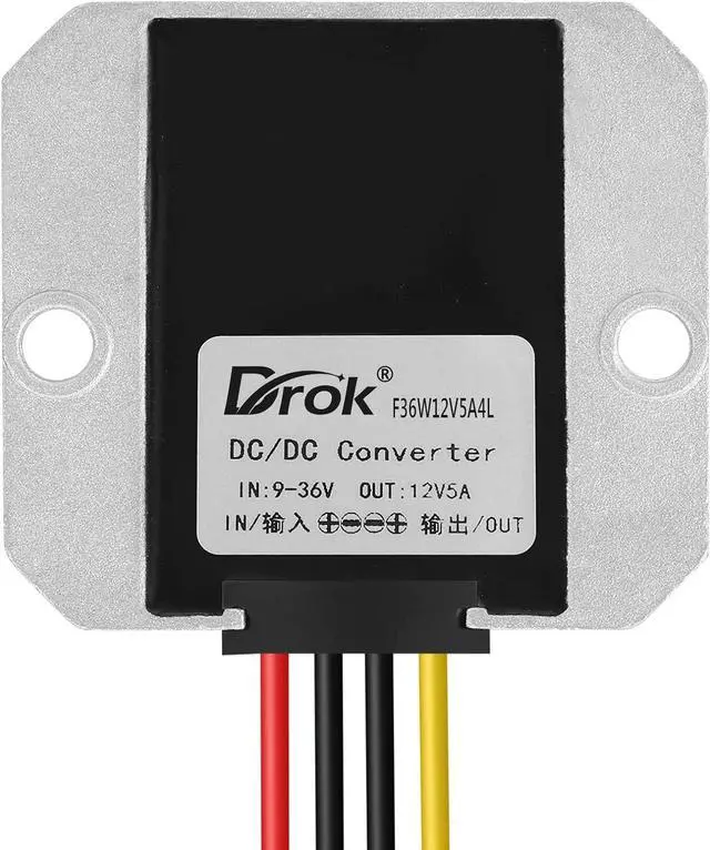 Alt view image 3 of 7 - DROK Boost Buck Converter 9V-36V to 12V 5A 60W Aluminium Shell Waterproof Auto Step Up Down Voltage Regulator 12V Volt Transformer for Car Audio Solar Power System LCD Television LED Display Screen