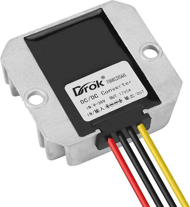 Alt view image 5 of 7 - DROK Boost Buck Converter 9V-36V to 12V 5A 60W Aluminium Shell Waterproof Auto Step Up Down Voltage Regulator 12V Volt Transformer for Car Audio Solar Power System LCD Television LED Display Screen