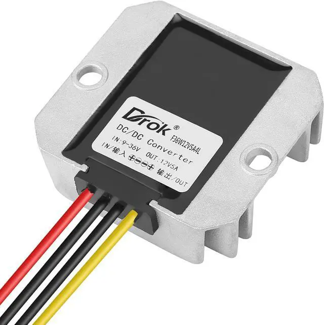 Alt view image 6 of 7 - DROK Boost Buck Converter 9V-36V to 12V 5A 60W Aluminium Shell Waterproof Auto Step Up Down Voltage Regulator 12V Volt Transformer for Car Audio Solar Power System LCD Television LED Display Screen