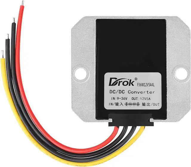 Alt view image 7 of 7 - DROK Boost Buck Converter 9V-36V to 12V 5A 60W Aluminium Shell Waterproof Auto Step Up Down Voltage Regulator 12V Volt Transformer for Car Audio Solar Power System LCD Television LED Display Screen