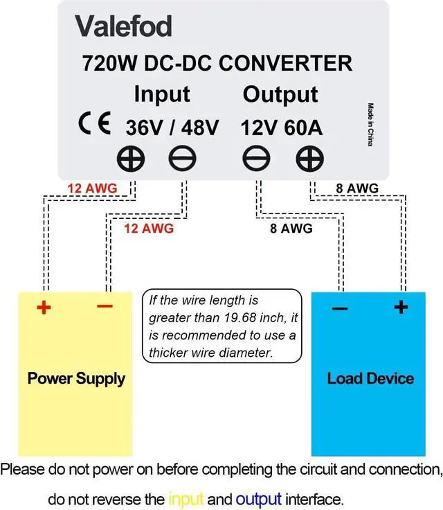 Alt view image 7 of 7 - 36V/48V to 12V 60A 720W Step-Down Transformer DC to DC Buck Converter DIY Power Supply