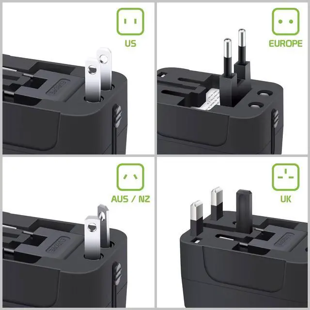 Alt view image 4 of 7 - Portable Worldwide Universal Power Adapter Converter All in One International Wall Charger Plug for Wall Plug Input in USA EU UK France Italy Australia India Outlets (with USB-A and USB-C)