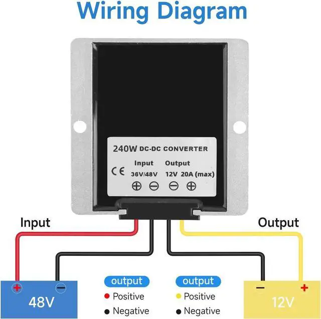 Alt view image 3 of 6 - DC-DC Golf Cart 36V 48V to 12V 20A 240W Step Down Converter Voltage Regulator Reducer Transformer with Fuse Waterproof