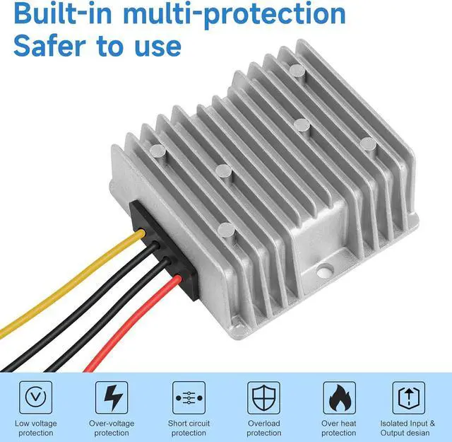 Alt view image 5 of 6 - DC-DC 36V 48V to 12V 20A 240W Step Down Converter Golf Cart Voltage Regulator Reducer Transformer with Fuse Waterproof