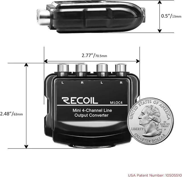 Alt view image 6 of 6 - Recoil MLOC4 4-Channel Smart Micro Line Output Converter with 10V Output and 12V Remote Turn-On Trigger and 60 Ohm Load Impedance