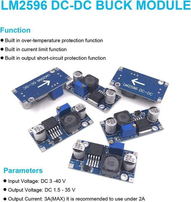 Alt view image 2 of 5 - BULVACK 20-Pack LM2596 DC to DC High Efficiency Voltage Regulator 3.0-40V to 1.5-35V Buck Converter DIY Power Supply Step-Down Module
