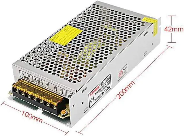 Alt view image 6 of 7 - 5V 30A Power Supply,150W Universal Regulated Switching Power Converter Adapter Transformer for LED Strip Light,Probe Signal Lamp,CCTV, Radio, Computer Project