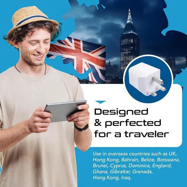 Alt view image 4 of 7 - Ceptics UK Travel Adapter Plug - with 2 USB + USA Socket Input - Type G - Ultra Compact - Safe Grounded Perfect for Cell Phones, Laptops, Camera Chargers