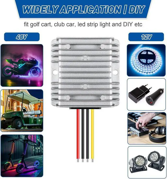 Alt view image 4 of 7 - 2 Pcs 36V 48V to 12V Converter Golf Cart Voltage Reducer, 10A 120w DC to DC Buck Converter 12 Volt Voltage Regulator for Golf Cart Club Car Audio LED Strip Light Universal Power Stabilizer