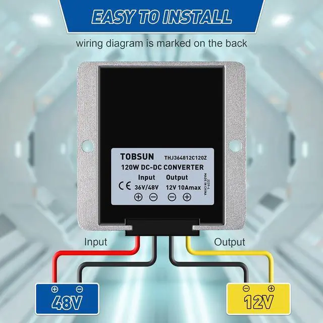 Alt view image 5 of 7 - 2 Pcs 36V 48V to 12V Converter Golf Cart Voltage Reducer, 10A 120w DC to DC Buck Converter 12 Volt Voltage Regulator for Golf Cart Club Car Audio LED Strip Light Universal Power Stabilizer