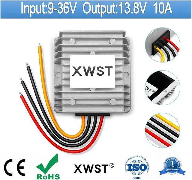 Alt view image 2 of 7 - DC DC Stabilizer 9V-36V to 13.8V Boost Buck Converter 10A 138W Waterproof Automatic Voltage Regulator Auto Step Up Down 13.8V Volt Transformer Module