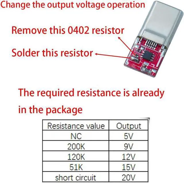 Alt view image 2 of 5 - 5PCS USB-C PD QC 5V 9V 12V 15V 20V DC Fixed Voltage Power Trigger Module 5A Type-C Male Input (Default 9V)