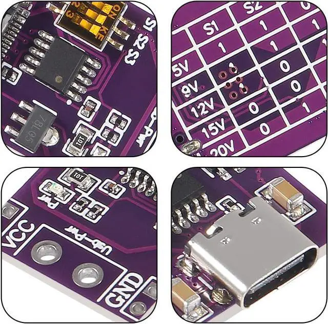 Alt view image 3 of 7 - DWEII 10-Pack Type-C QC AFC PD2.0 PD3.0 to DC Spoof Scam Fast Charge Trigger Polling Detector USB-PD Notebook Power Supply Change Board Module