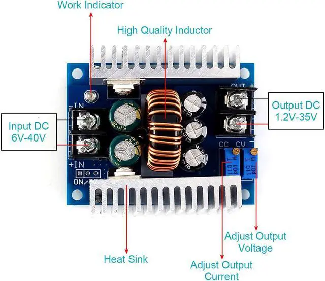 Alt view image 3 of 7 - 20A Power Supply Module DC-DC 6V-40V to 1.2V-35V Step Down Buck Converter Adjustable Buck Adapter CVCC Constant Voltage Constant Current Converter LED Driver