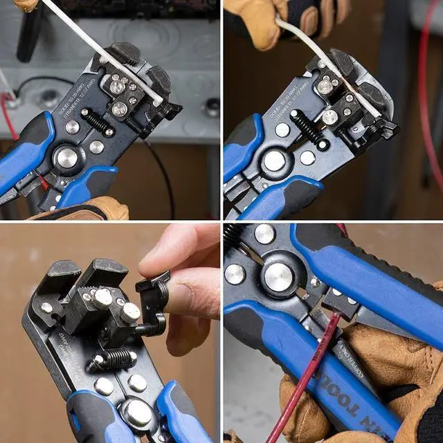 Alt view image 3 of 7 - Klein Tools 11061 Self-Adjusting Wire Stripper / Cutter, Heavy Duty, for 10-20 AWG Solid, 12-22 AWG Stranded, and Romex Wire 12/2 and 14/2
