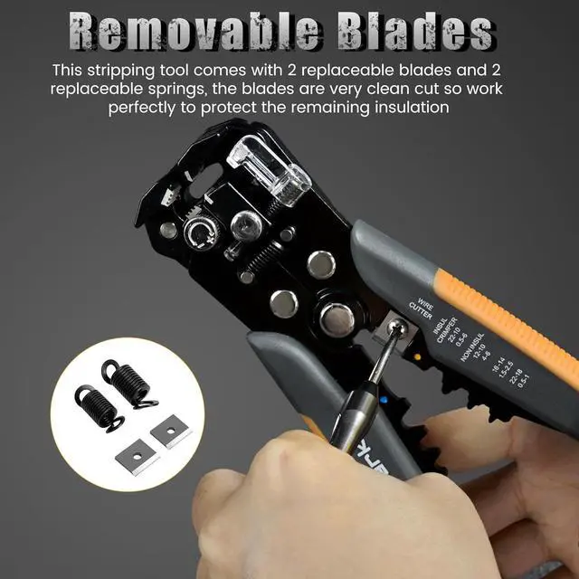 Alt view image 5 of 7 - 3-In-1 Multi Self Adjusting Wire Stripper/Cutter/Crimper - 8-Inch Universal Wire Stripper for Wire Stripping, Cable Cutting, Crimping Tools from 10 AWG to 24 AWG