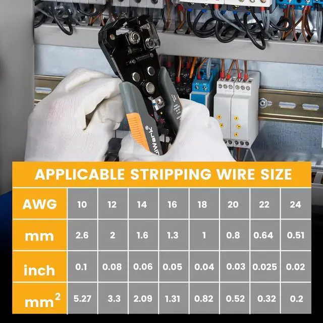 Alt view image 6 of 7 - 3-In-1 Multi Self Adjusting Wire Stripper/Cutter/Crimper - 8-Inch Universal Wire Stripper for Wire Stripping, Cable Cutting, Crimping Tools from 10 AWG to 24 AWG