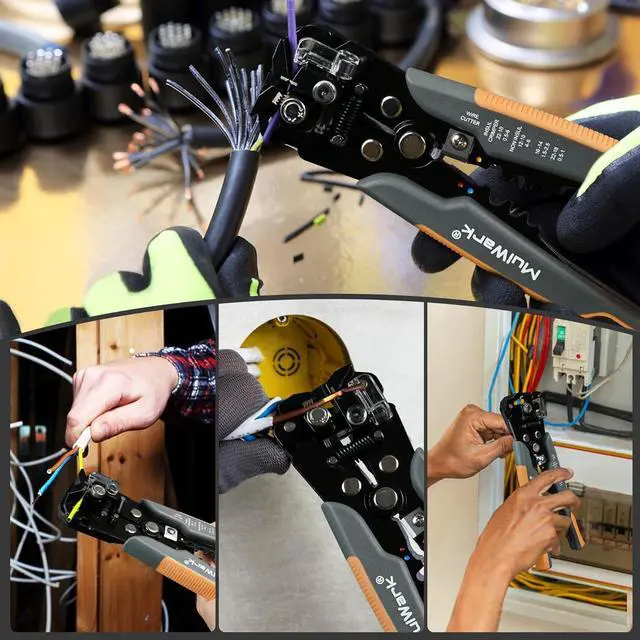 Alt view image 7 of 7 - 3-In-1 Multi Self Adjusting Wire Stripper/Cutter/Crimper - 8-Inch Universal Wire Stripper for Wire Stripping, Cable Cutting, Crimping Tools from 10 AWG to 24 AWG