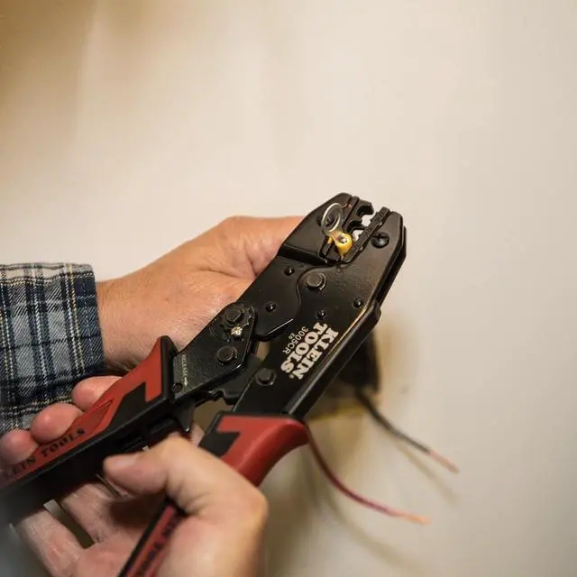 Alt view image 2 of 7 - Klein Tools 80013 Wire Stripper / Ratcheting Crimper, Electrical Crimping Tool Kit with Automatic Wire Stripper and Ratcheting Insulated Terminal Crimper, 2-Piece
