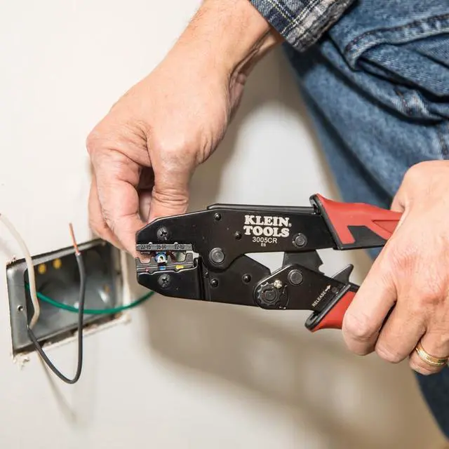 Alt view image 5 of 7 - Klein Tools 80013 Wire Stripper / Ratcheting Crimper, Electrical Crimping Tool Kit with Automatic Wire Stripper and Ratcheting Insulated Terminal Crimper, 2-Piece