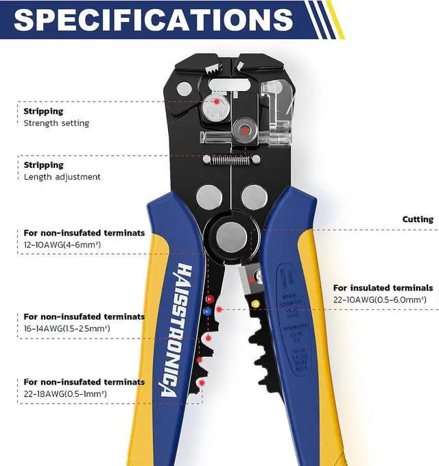 Alt view image 3 of 6 - haisstronica 201PCS Wire Stripper Kit - Automatic Wire Stripping Tool for AWG 24-10 Cables with Insulated Terminals, Self Adjusting Universal Wire strippers and Crimpers for Electrical Work