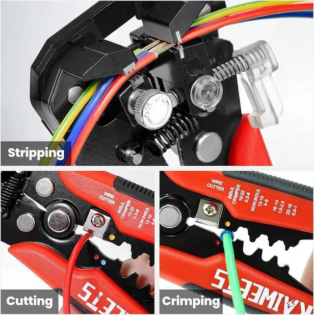 Alt view image 5 of 7 - KAIWEETS Self Adjusting Wire Stripper - 3 in 1 Heavy Duty Automatic Wire Stripping Tool | 10-24 AWG Wire Cutter for Electrical Cable Cutting, Crimping Tool