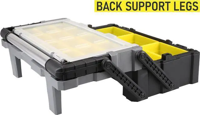 Olympia Tools 18" Plastic Cantilever Tool Box - Removable Bins, Waterproof, With Aluminum Handle
