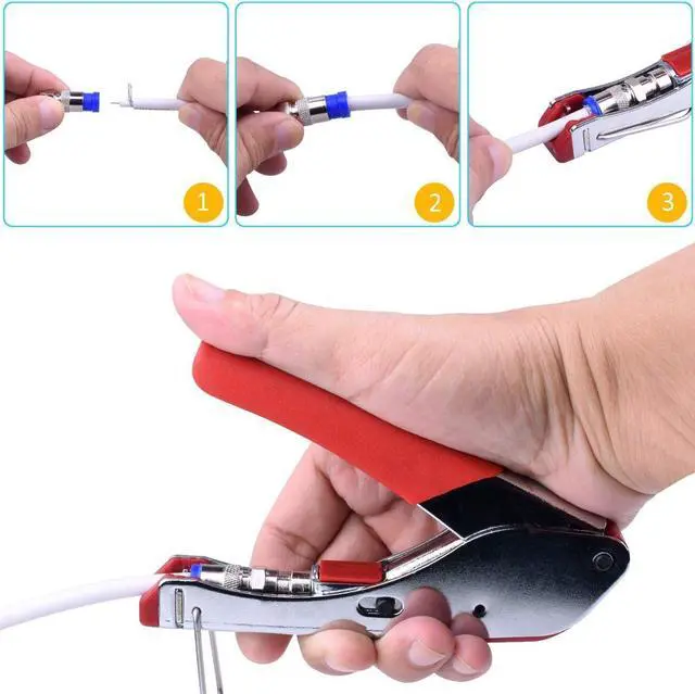 Alt view image 2 of 7 - Gaobige Coax Cable Crimper Tool Kit, rg6 rg59 Coaxial Compression Tool, Wire Stripper, 10pcs RG6 F Connectors
