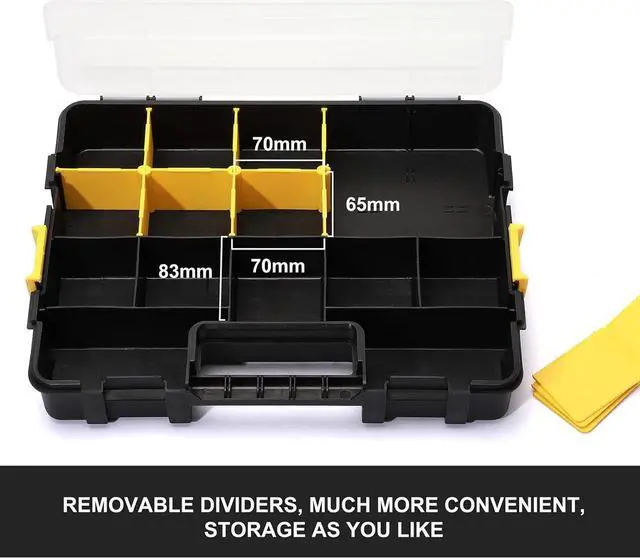 Alt view image 3 of 7 - Mayouko Stackable Plastic Toolbox Organizer, Interlocking Small Parts Organizer, Compartment Toolbox for Screw,Nail,Hardware, 2PCS