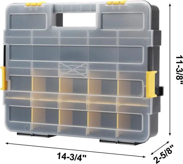 Alt view image 2 of 7 - Mayouko Stackable Plastic Toolbox Organizer, Interlocking Small Parts Organizer, Compartment Toolbox for Screw,Nail,Hardware, 2PCS