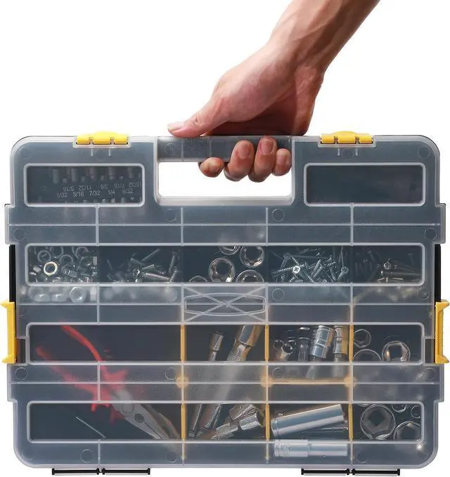 Alt view image 7 of 7 - Mayouko Stackable Plastic Toolbox Organizer, Interlocking Small Parts Organizer, Compartment Toolbox for Screw,Nail,Hardware, 2PCS