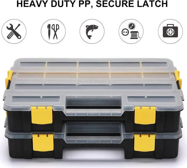Alt view image 5 of 7 - Mayouko Stackable Plastic Toolbox Organizer, Interlocking Small Parts Organizer, Compartment Toolbox for Screw,Nail,Hardware, 2PCS