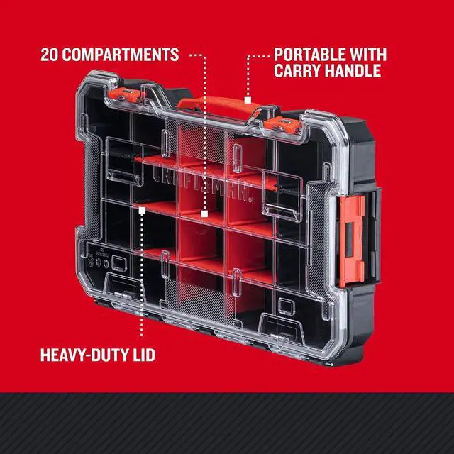Alt view image 2 of 7 - CRAFTSMAN VERSASTACK Storage Organizer, Small Parts Organizer, 20-Compartments, Lid Includes Secure Latch (CMST17828)
