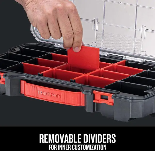 Alt view image 3 of 7 - CRAFTSMAN VERSASTACK Storage Organizer, Small Parts Organizer, 20-Compartments, Lid Includes Secure Latch (CMST17828)
