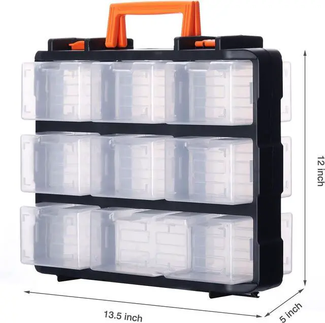 Alt view image 3 of 7 - Mayouko 16 Compartments Detachable Toolbox Organizer,Hardware Organizer Box with Removable Sections,Carrying Storage Case for Patts,Screws,Bolts,Nuts,Toys