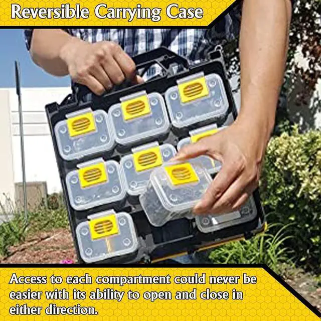Alt view image 3 of 7 - Hardware Tackle Box storage with Patented Removable Compartment Organizer and Reversible Carrying Case for Screws, Nuts and Bolts, WVE9420