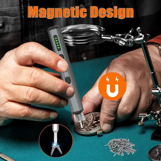 Alt view image 6 of 7 - 68-in-1 Mini Electric Screwdriver Set Small Electric Screwdriver Cordless with 64 Magnetic Bits 5 Torque Settings 4 LED Lights Power Screwdriver Repair Tool Kit for Phone Camera Laptop Watch