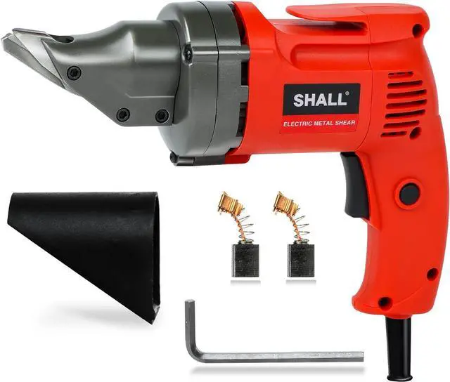 Main image of SHALL Electric Metal Cutting Shear, 4.0-Amp Corded Sheet Metal Cutter, Variable Speed with 360 Degree Swivel Head, Continuous Cutting, Clean Cut for 14GA Sheet Metal & 16GA Stainless Steel, 2500 SPM