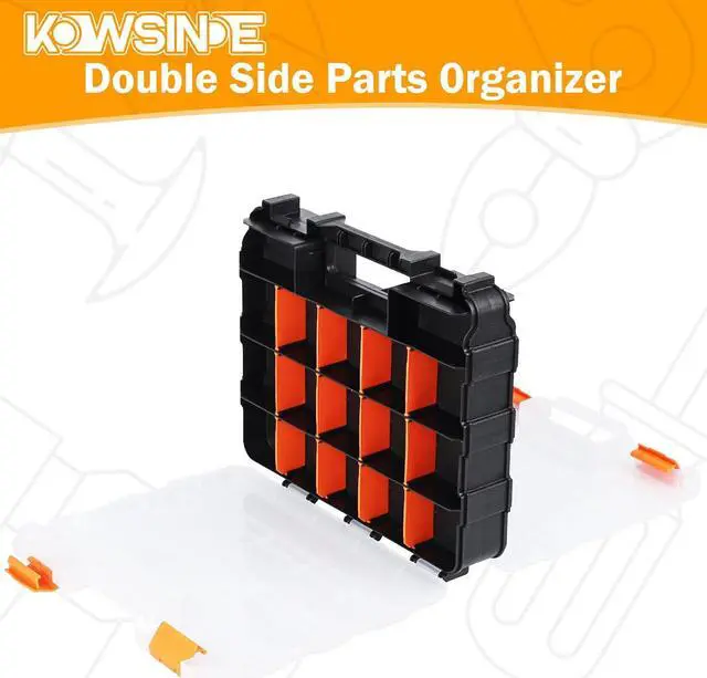 Alt view image 4 of 6 - Kowsinde Double Side Tool Organizer, Hardware Storage Box, 34-Compartments Small Parts Organizer with Removable Dividers for Screws, Nuts, Nails, Bolts