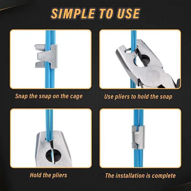 Alt view image 3 of 7 - NAOEDEAH 900pcs Rabbit Chicken Wire Cage Clips with Fence Pliers Hog Rings and Pliers Snap-Ring Pliers Wire Clamp Tool Fasten Clips Buckle Pliers for Building Installation Wire Cage Pet Bird Quail