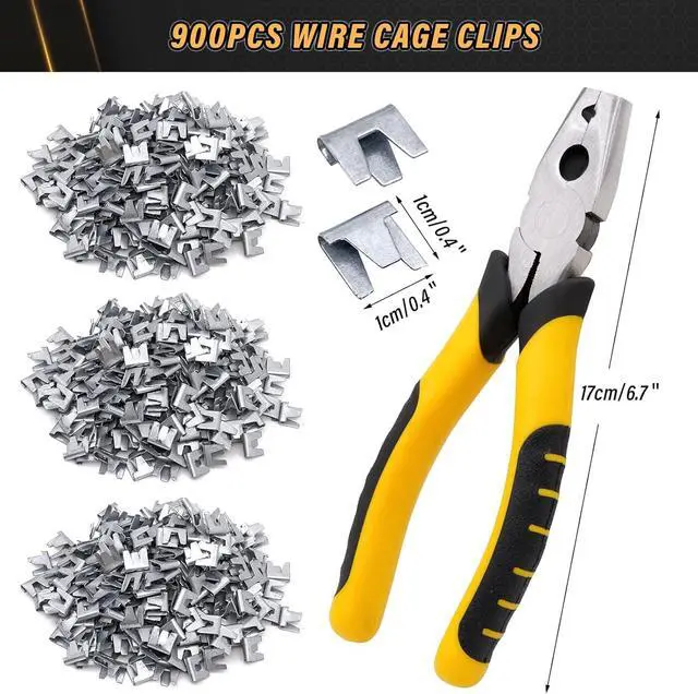 Alt view image 2 of 7 - NAOEDEAH 900pcs Rabbit Chicken Wire Cage Clips with Fence Pliers Hog Rings and Pliers Snap-Ring Pliers Wire Clamp Tool Fasten Clips Buckle Pliers for Building Installation Wire Cage Pet Bird Quail