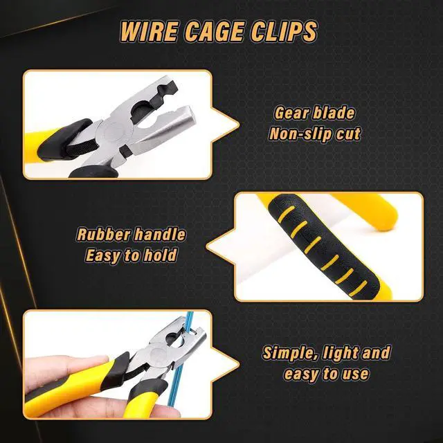 Alt view image 5 of 7 - NAOEDEAH 900pcs Rabbit Chicken Wire Cage Clips with Fence Pliers Hog Rings and Pliers Snap-Ring Pliers Wire Clamp Tool Fasten Clips Buckle Pliers for Building Installation Wire Cage Pet Bird Quail