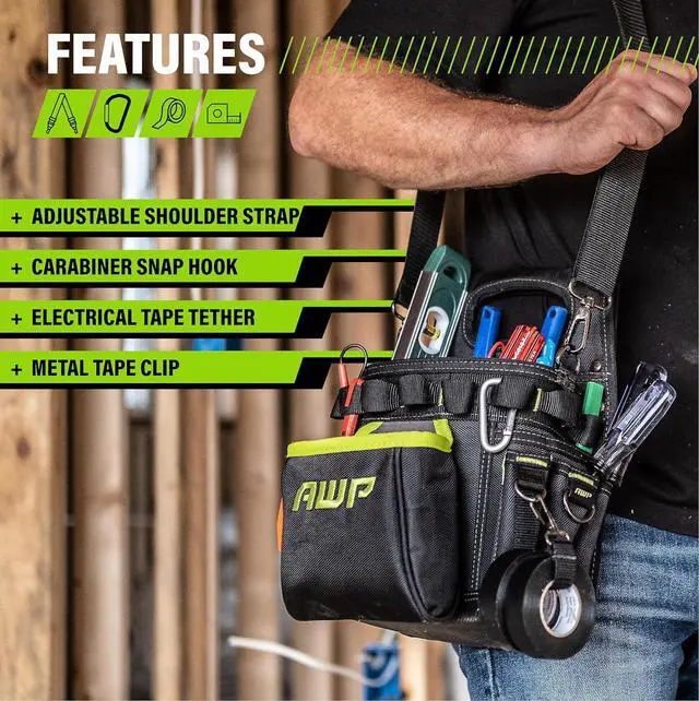 Alt view image 4 of 7 - AWP TrapJaw 3-in-1 Electrician Tool Pouch with Spring-Loaded Technology, Designed for Professional Electricians and Maintenance Repair Technicians,Black