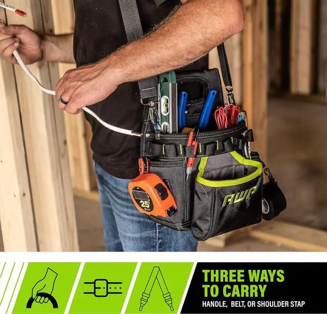 Alt view image 5 of 7 - AWP TrapJaw 3-in-1 Electrician Tool Pouch with Spring-Loaded Technology, Designed for Professional Electricians and Maintenance Repair Technicians,Black