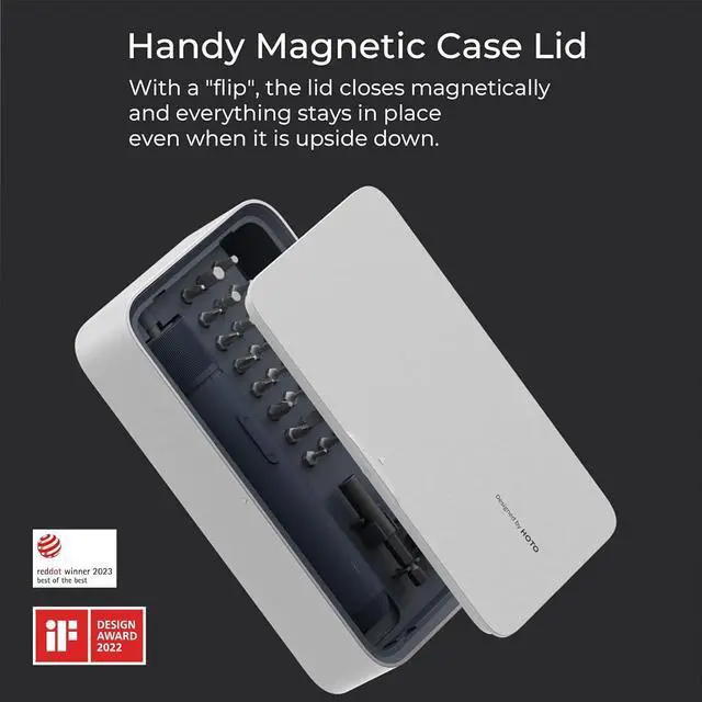 Alt view image 3 of 7 - HOTO Electric Screwdriver Kit, 3.6V Cordless Screwdriver Set, Upgraded Capacity, Magnetic Case Lid, Mechanical Knob, 25 S2-steel Bits, 1500 mAh 800 Times, Manual & Electric, USB-C Charging, LED Light