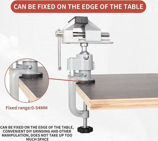 Alt view image 5 of 7 - Universal Bench Vise Swivel 3'' Table Vise Tilts Bench Clamp Vise Rotate 360°Work For Electric Drill, Grinder,Rotary Tool,Hobby and Jewelry Making and Metal Wood Working(C Type0-57mm)