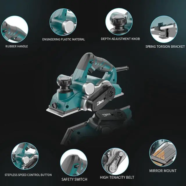 Alt view image 4 of 7 - DNTI 6.6amp Corded Electric Handheld Planers 17000rpm Hand Planer Power Woodworking Tool Power Handheld Planer for Wood Chamfer DIY model 58218