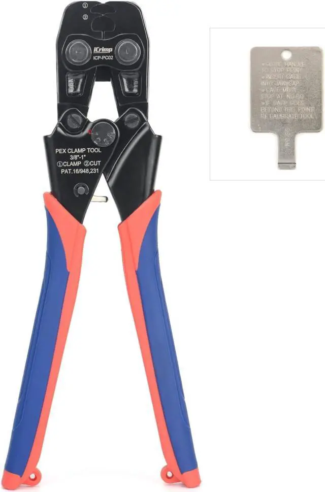 Main image of iCrimp ICP-PC02 PEX Clamp Tool for Pinching and Removing Stainless Steel PEX Clamp Rings, 3/8", 1/2", 3/4", 5/8" and 1", PEX Clamp Removal Tool