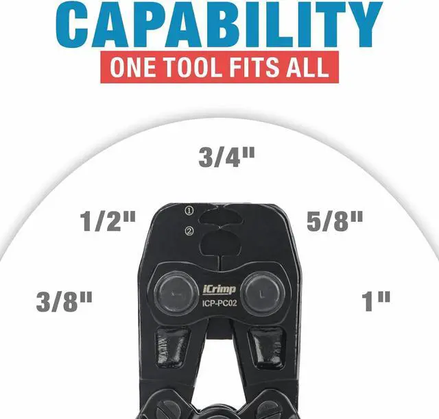 Alt view image 3 of 7 - iCrimp ICP-PC02 PEX Clamp Tool for Pinching and Removing Stainless Steel PEX Clamp Rings, 3/8", 1/2", 3/4", 5/8" and 1", PEX Clamp Removal Tool