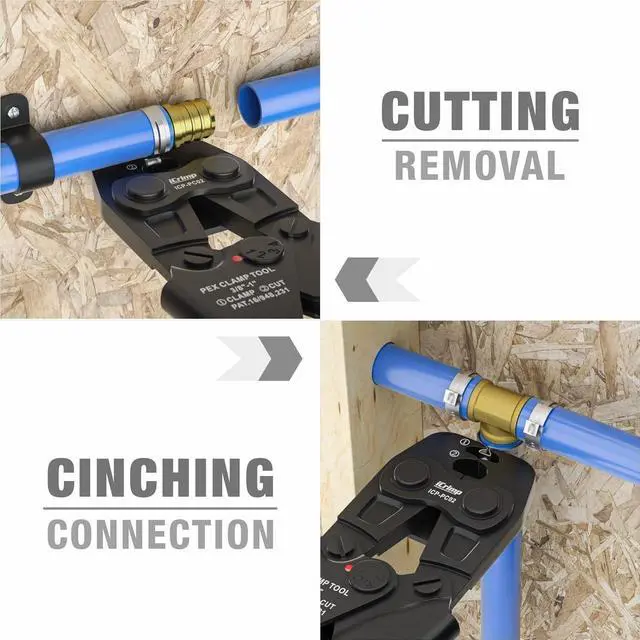 Alt view image 4 of 7 - iCrimp ICP-PC02 PEX Clamp Tool for Pinching and Removing Stainless Steel PEX Clamp Rings, 3/8", 1/2", 3/4", 5/8" and 1", PEX Clamp Removal Tool